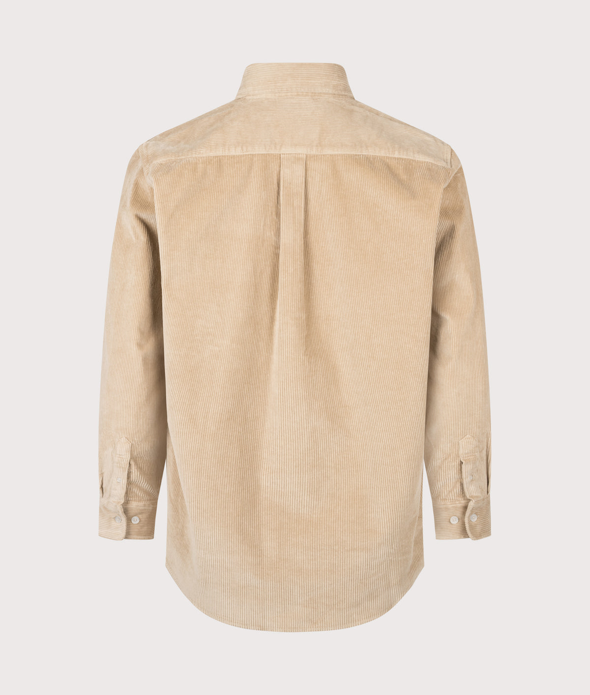 Drôle de Monsieur Relaxed Fit Corduroy Shirt in Beige at EQVVS Menswear. Back shot.