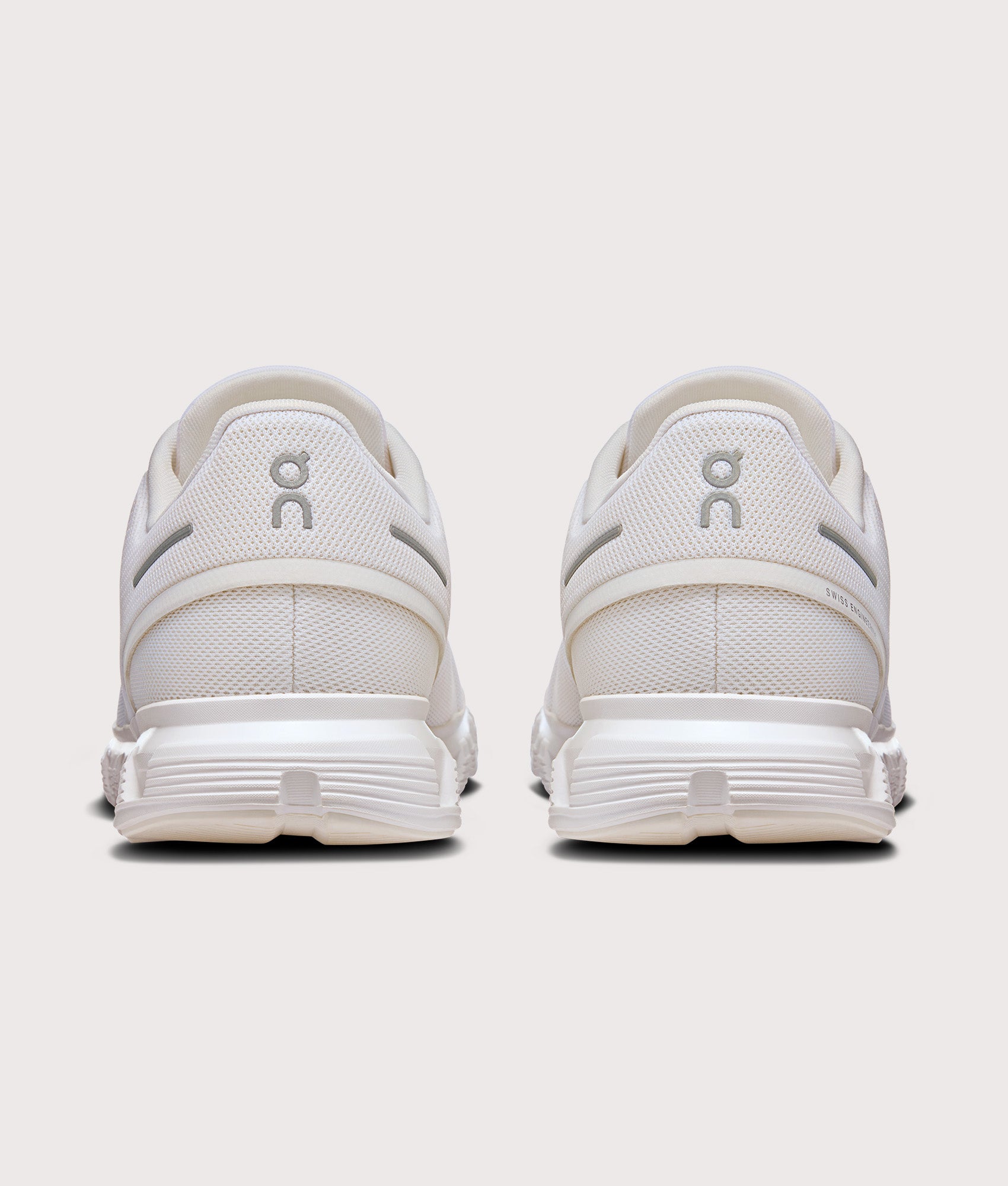 On Cloud 6 Sneakers in White on White at EQVVS Menswear. Back shot.