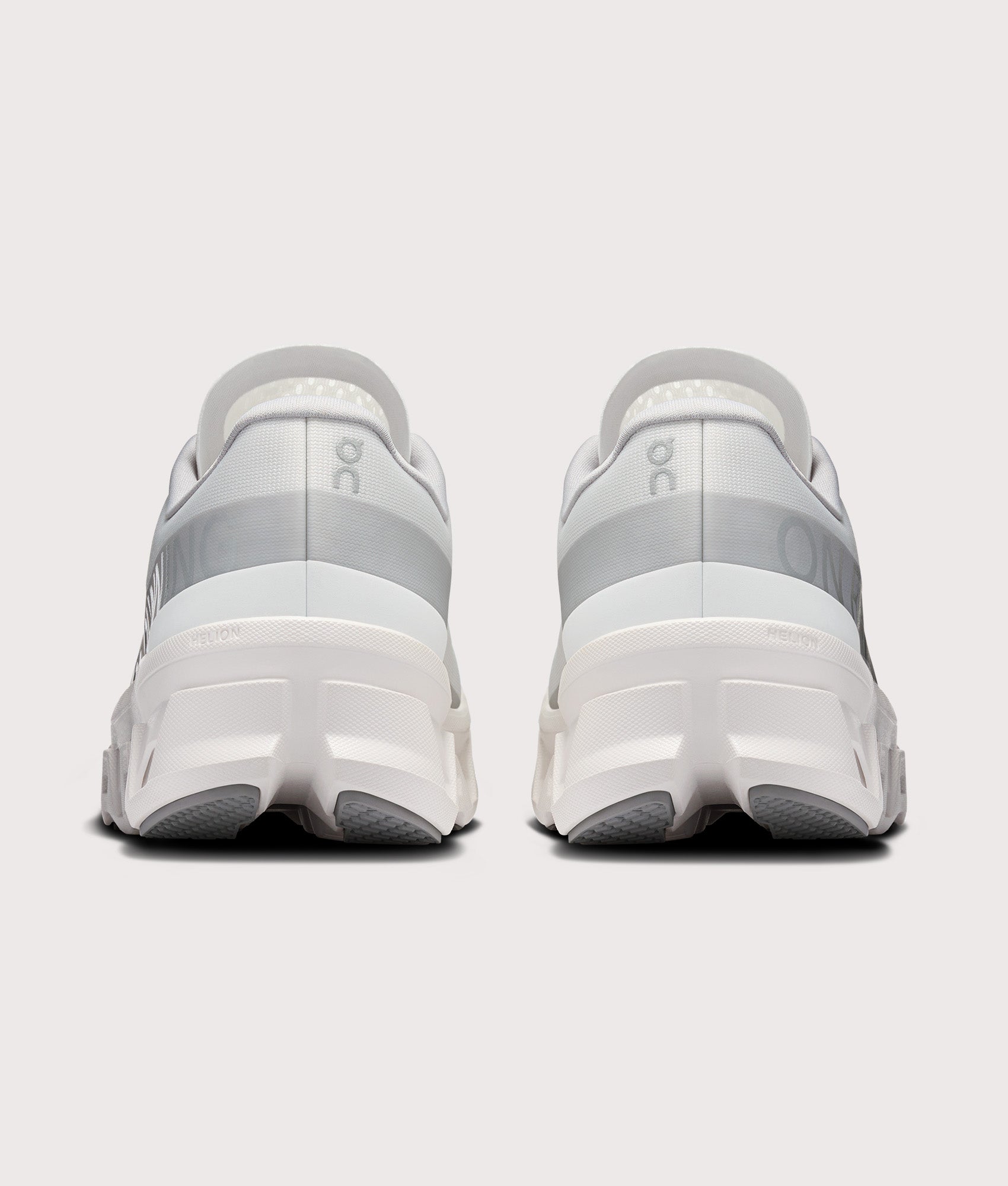 On Cloudmonster 1 Sneakers in White/White at EQVVS Menswear. Back shot.