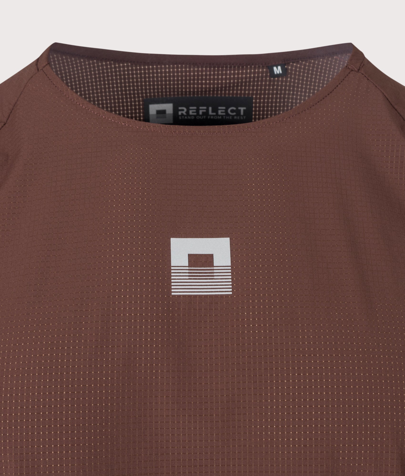 REFLECT Mesh T-Shirt in Maroon at EQVVS Menswear. Detail shot.