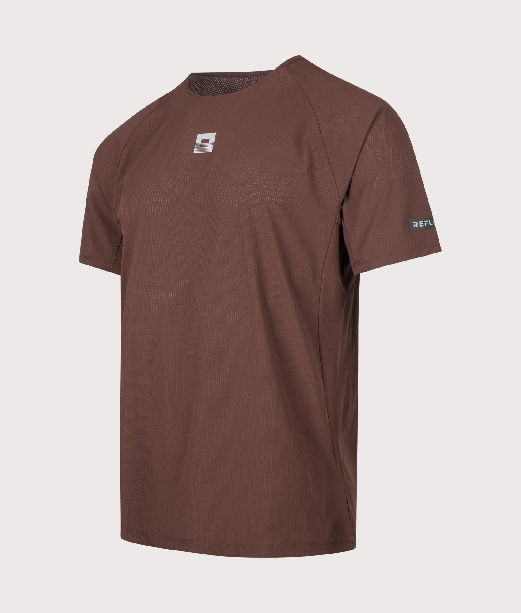 REFLECT Mesh T-Shirt in Maroon at EQVVS Menswear. Angled front shot.