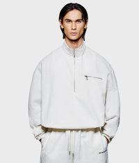 Seersucker Quarter Zip Sweatshirt: Bone 