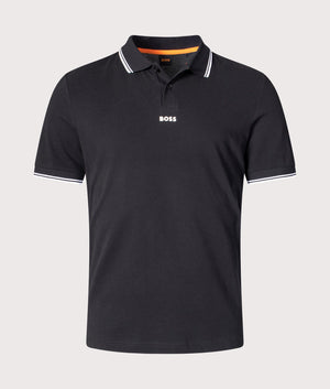 Pchup Polo Shirt in 001 Black, BOSS, EQVVS Front Mannequin Shot