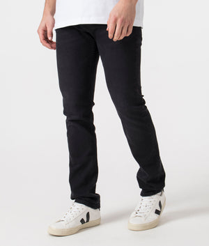 BOSS Slim Fit Delaware BC-L-P Jeans in Black Angle Shot at EQVVS