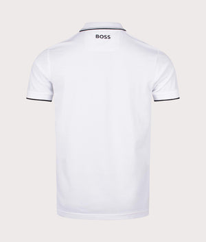 Boss green Paddy Pro Polo Shirt in 100 white back shot at EQVVS