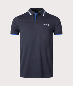 Boss green Paddy Pro Polo Shirt in 402 dark blue front shot at EQVVS