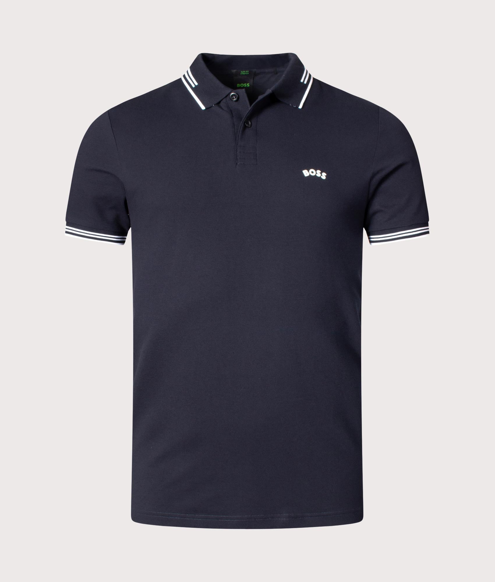 Slim Fit Paul Curved Logo Polo Shirt Navy | BOSS | EQVVS