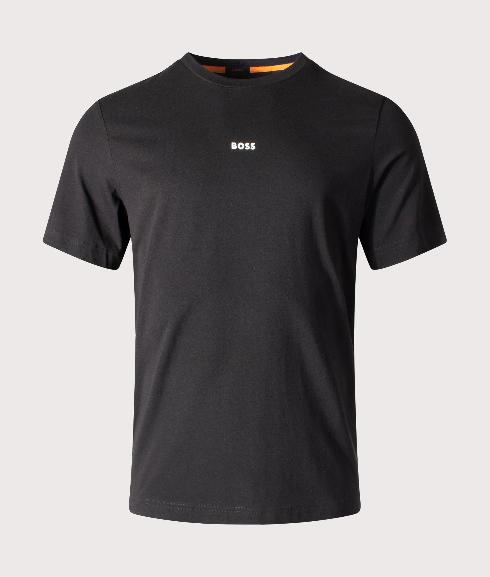 BOSS Relaxed Fit TChup T-Shirt in Black at EQVVS Menswear. Front shot.