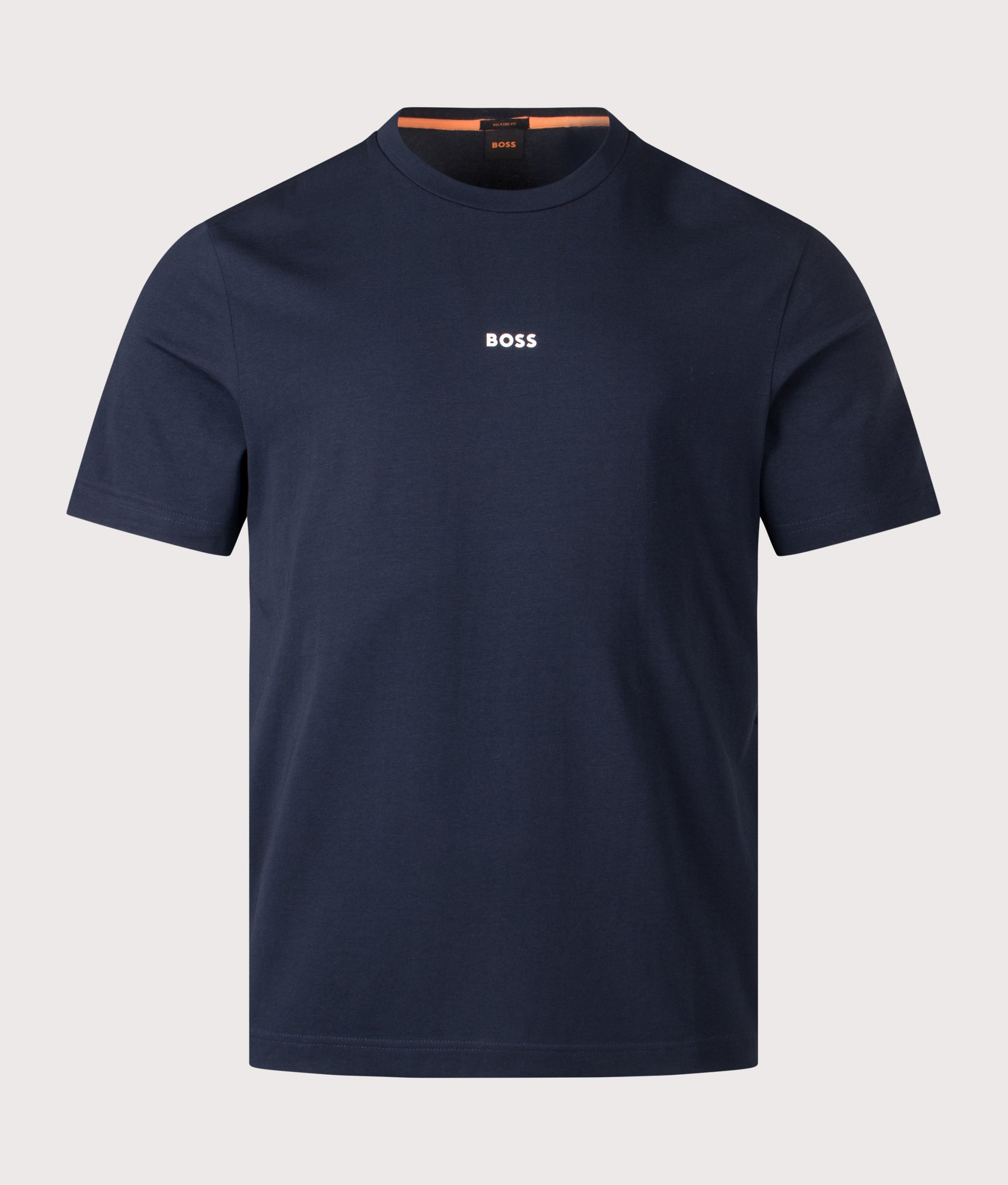 BOSS Relaxed Fit TChup T-Shirt in Dark Blue at EQVVS Menswear. Front shot.