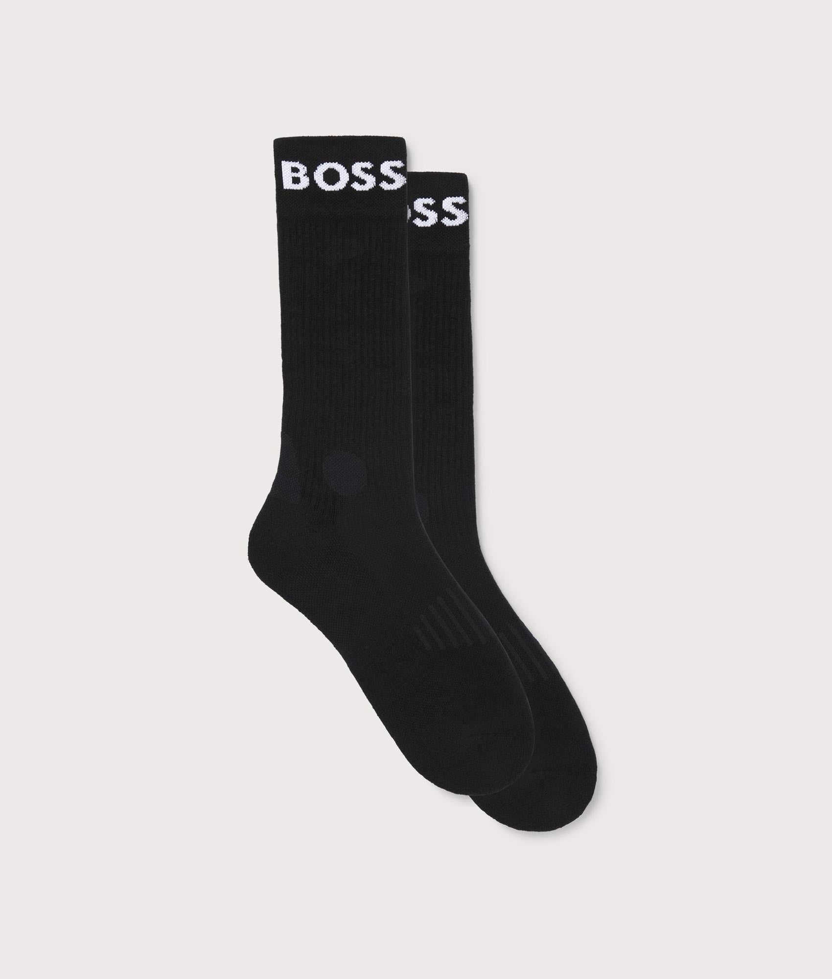 2 Pack Stretch Sport Socks in Black | BOSS | EQVVS | Side shot 