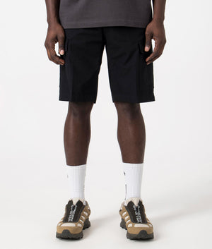 Aviation Cargo Shorts in Black by Carhartt WIP. Front shot at EQVVS. 