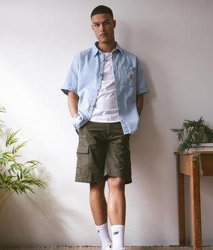 Cypress Aviation Shorts by Carhartt WIP at EQVVS. Campaign shot. 