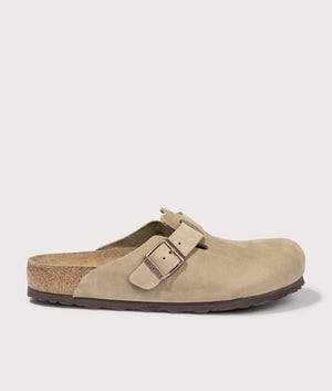 Boston Natural Leather Oiled Clogs by Birkenstock in Tobacco Brown. Shot by EQVVS. Front shot.