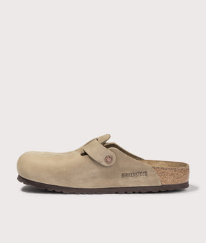 Boston Natural Leather Oiled Clogs by Birkenstock in Tobacco Brown. Shot by EQVVS. Back shot.