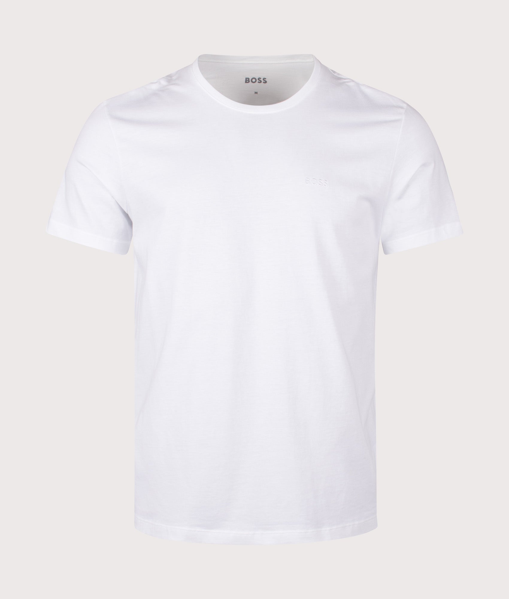 BOSS 3 Pack Lightweight T-Shirt in White. Shot at EQVVS.  Front shot. 