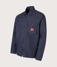 Relaxed Fit Emmond Zip Through Overshirt: 405 Dark Blue 