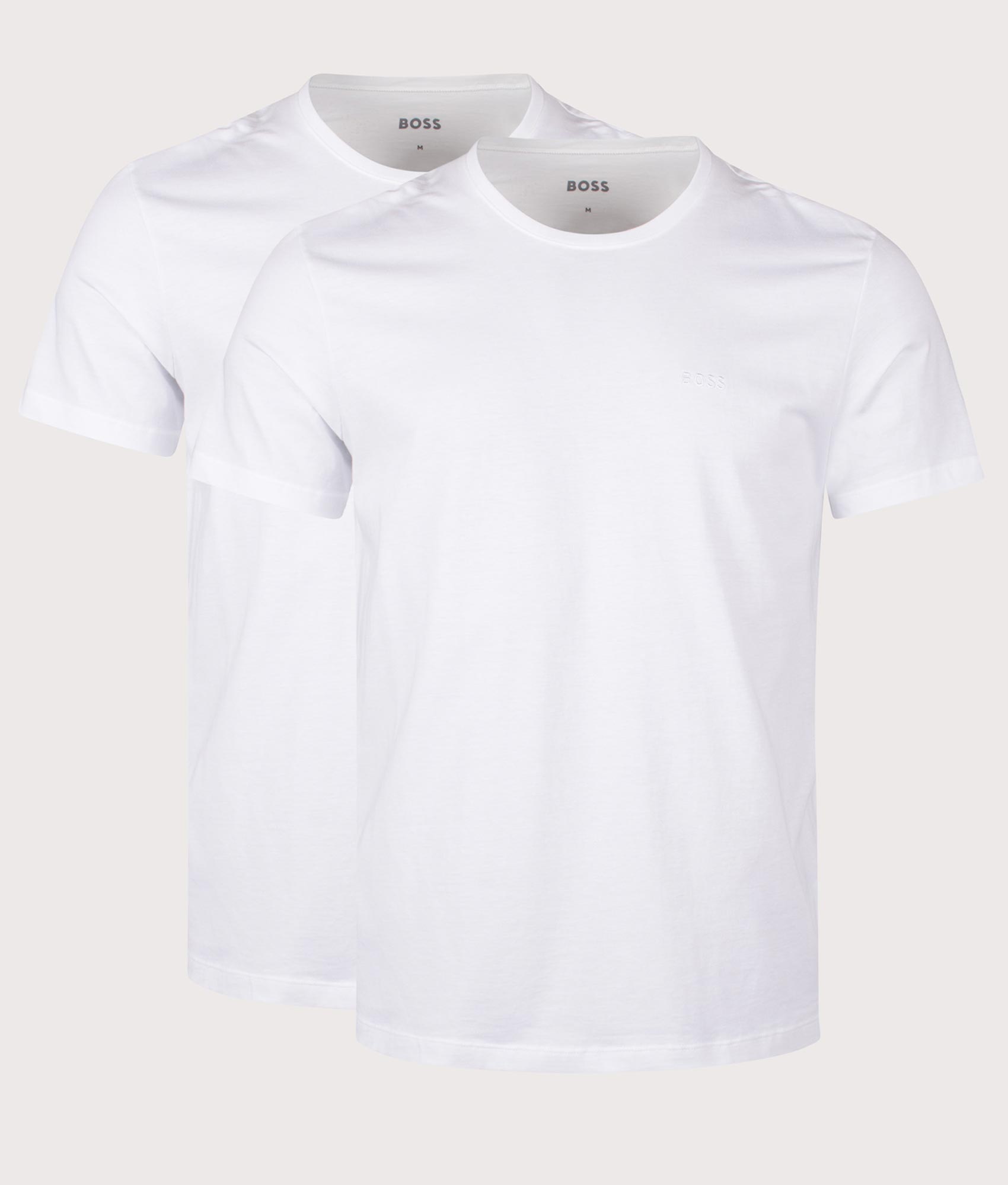 BOSS 2 Pack RN T-Shirts in White. Shot at EQVVS.  Front shot. 