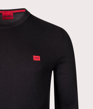 HUGO San Cassius C1 Jumper in Black at EQVVS Menswear. Detail shot.