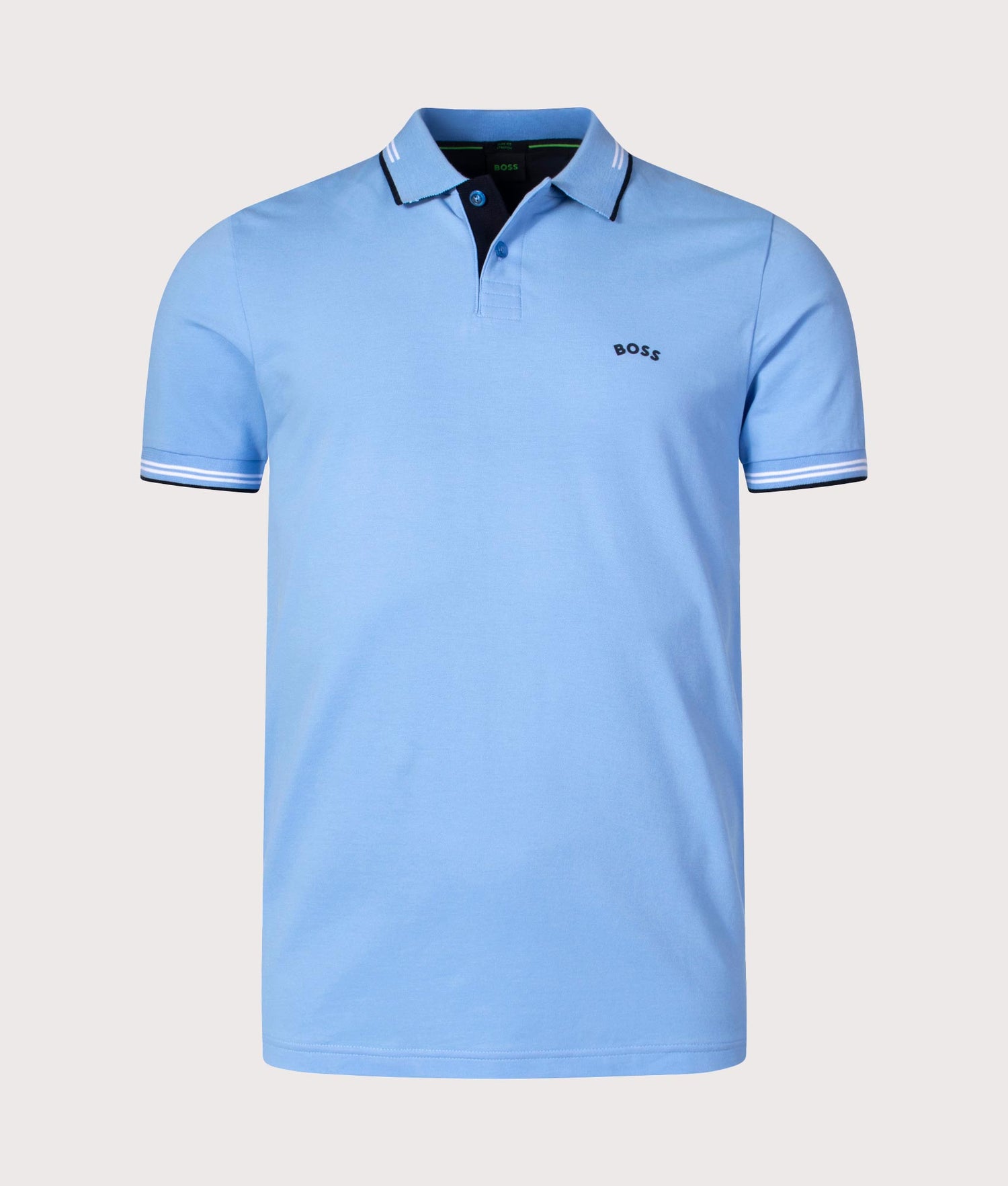 Slim Fit Paul Curved Logo Polo Shirt Bright Blue | BOSS | EQVVS 