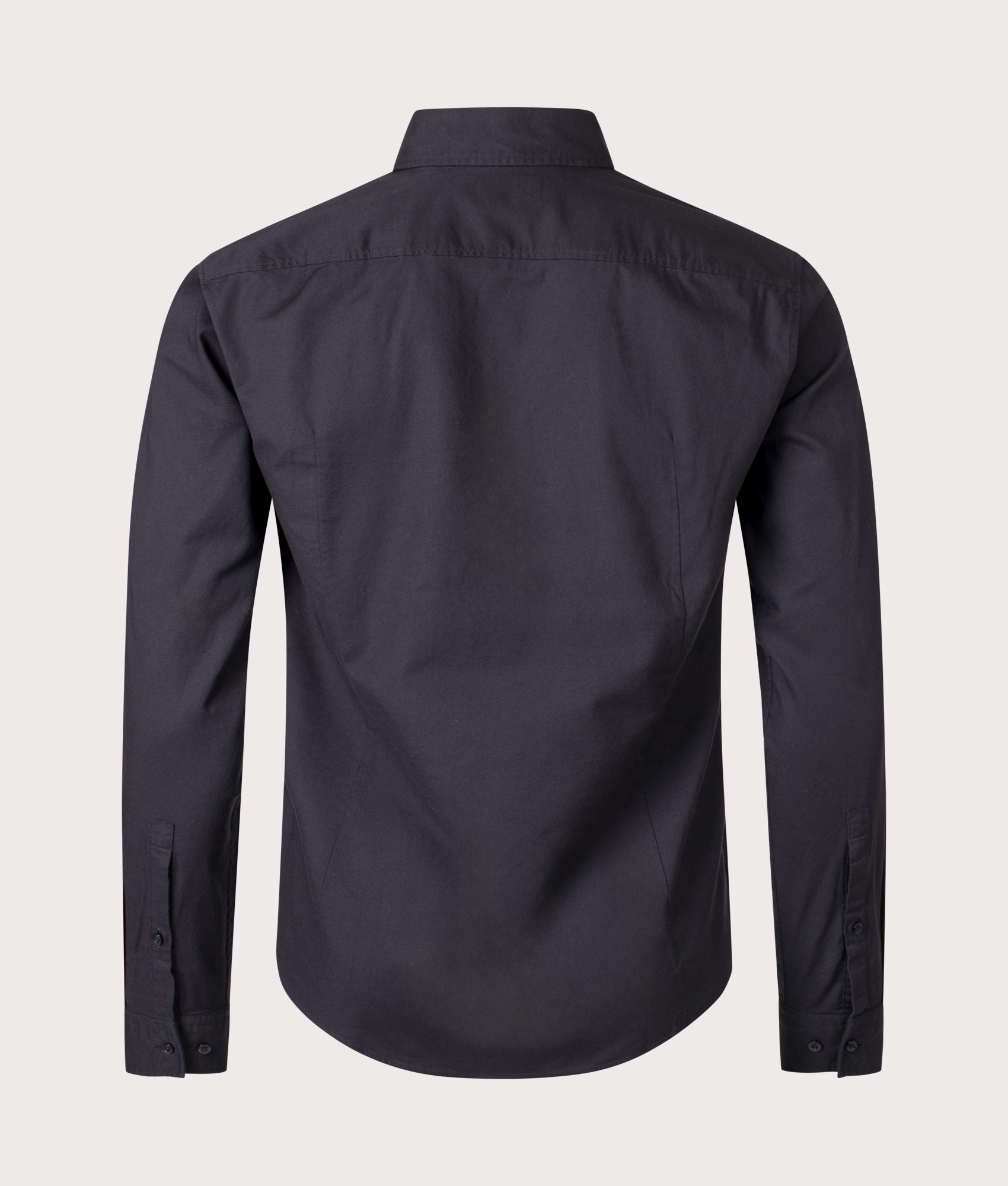 HUGO Slim Fit Evito Oxford Shirt in Black, 100% Cotton. At EQVVS Menswear. Back shot 