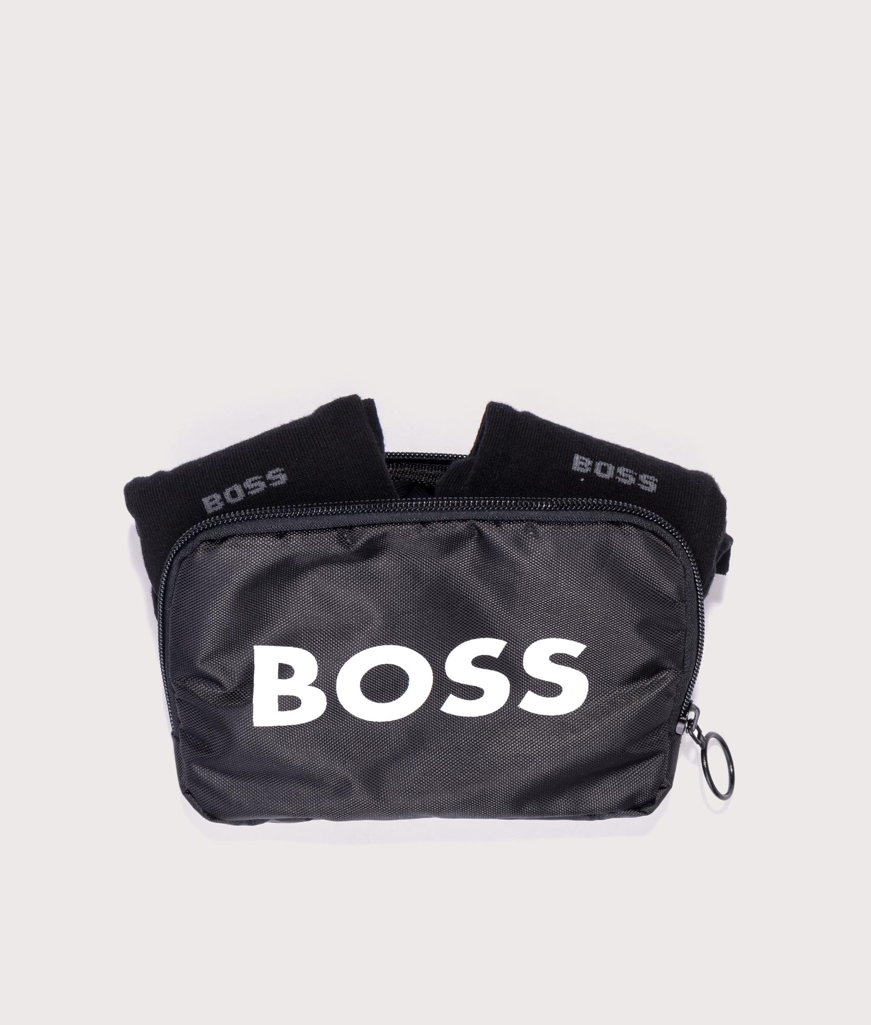 BOSS 2 Pack RS Socks Giftset Bag for Men in Black at EQVVS. Bag Shot