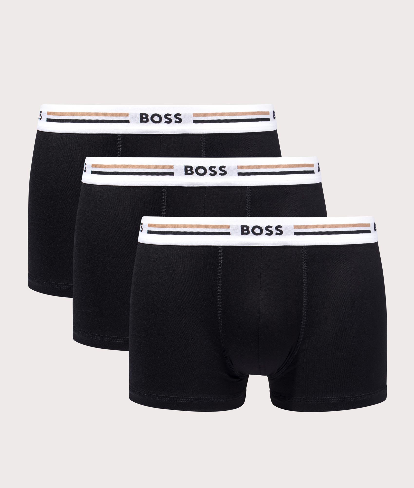 BOSS 3 Pack Revive Trunks in Black for Men at EQVVS Front Shot