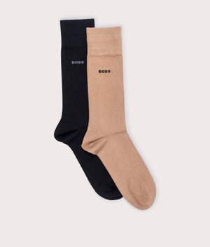 BOSS 2 Pack Bamboo Socks Black and Beige EQVVS