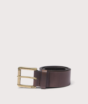 Joris Belt in Dark Brown by Boss. EQVVS Front Angle Shot. 