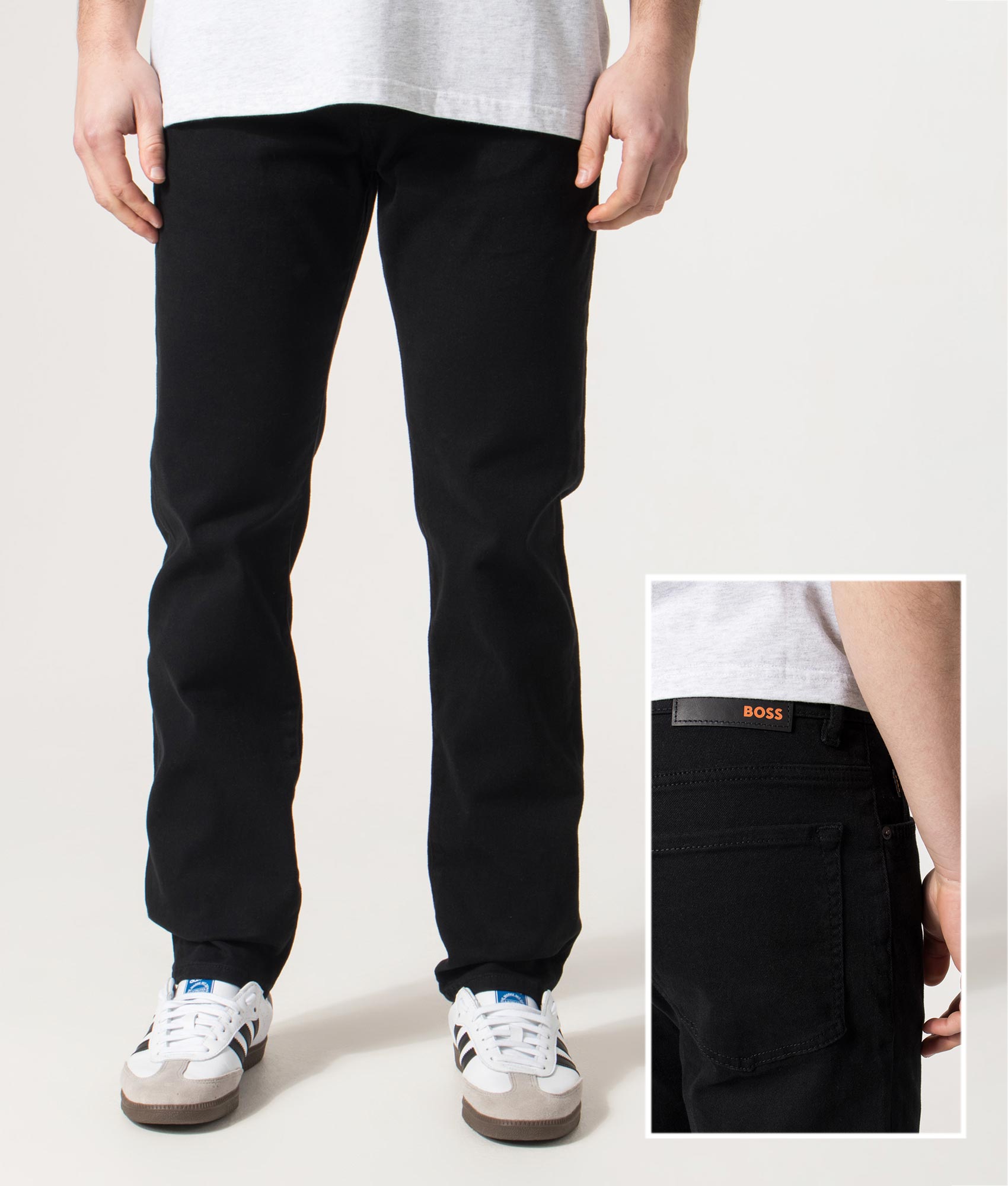 BOSS Regular Fit Maine BC-C Jeans in Black at EQVVS Menswear. Facebook duo shot 