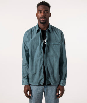 Garment-Dyed-Laio-Crinkled-Overshirt-Open-Green-BOSS-EQVVS-Front-Image