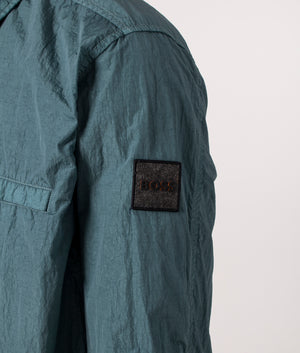 Garment-Dyed-Laio-Crinkled-Overshirt-Open-Green-BOSS-EQVVS-Detail-Image