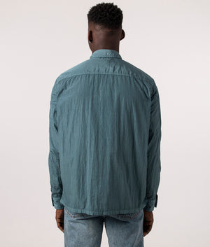 Garment-Dyed-Laio-Crinkled-Overshirt-Open-Green-BOSS-EQVVS-Back-Image