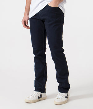 BOSS Slim Fit Delaware BC-P Jeans in Dark Blue Angle Shot at EQVVS