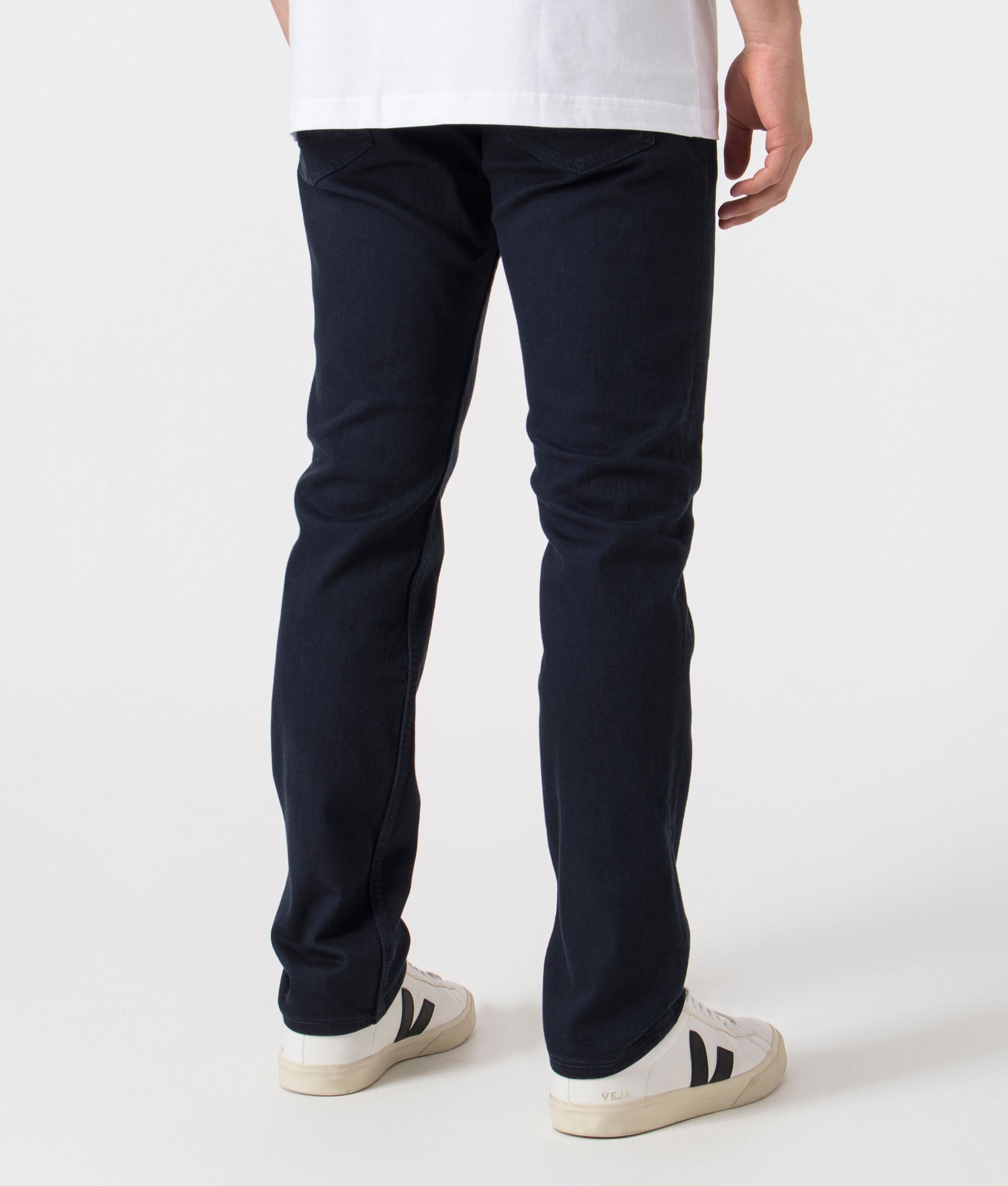 BOSS Slim Fit Delaware BC-P Jeans in Dark Blue Back Shot at EQVVS