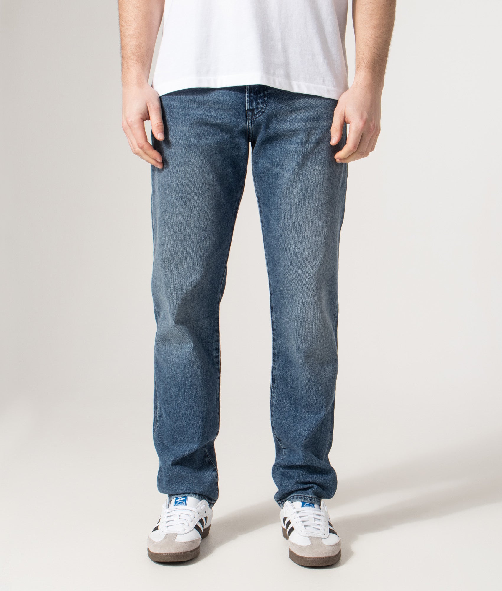 Regular Fit Re.Maine BC-C Jeans in Medium Blue | EQVVS | Front model shot 