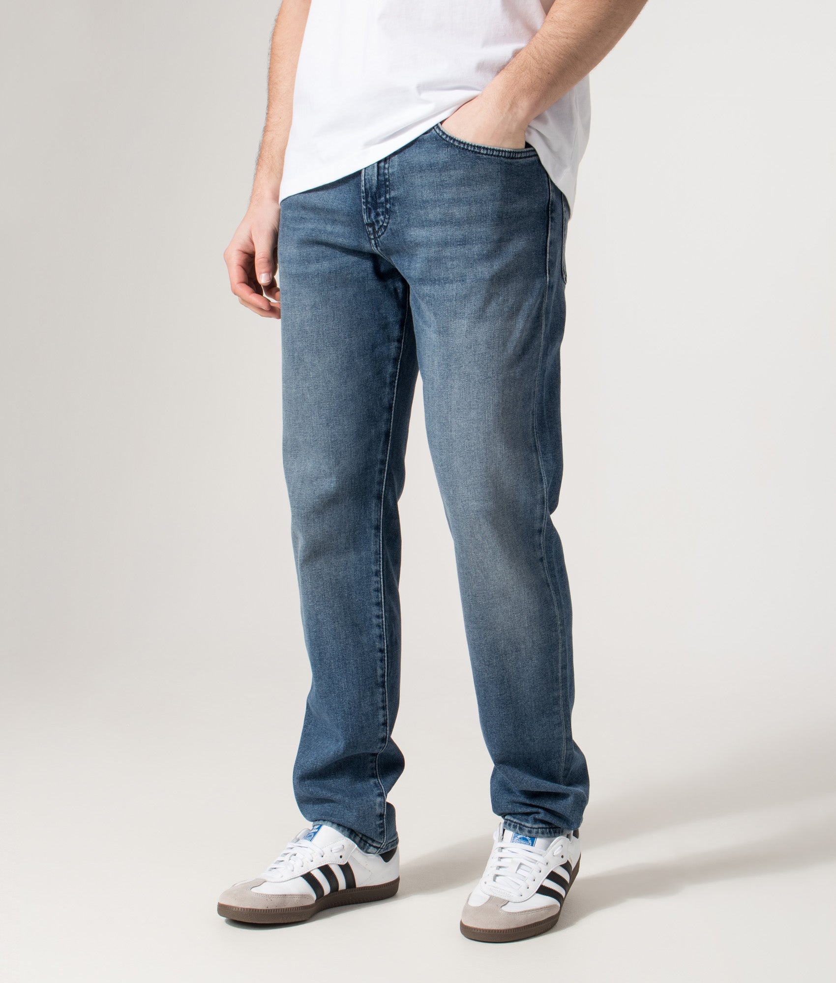 Regular Fit Re.Maine BC-C Jeans in Medium Blue | EQVVS | Front angle model shot 