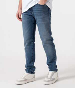 BOSS Regular Fit Re.Maine BC-C Jeans in Medium Blue Angle Shot at EQVVS 