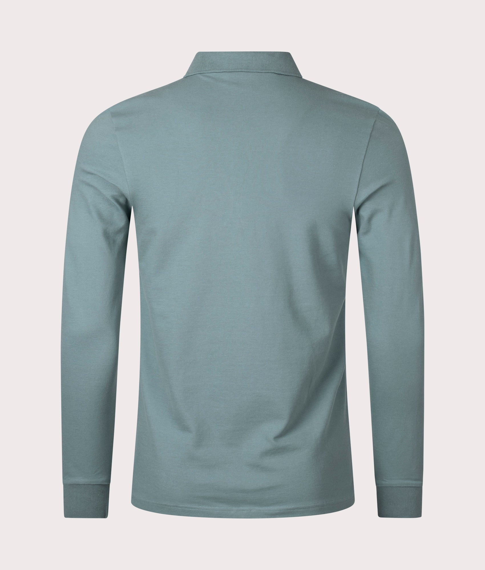 Slim-Fit-Long-Sleeve-Passerby-Polo-Shirt-Open-Green-BOSS-EQVVS-Back-Image