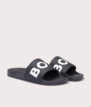 Aryeh Sliders in Black by Boss. EQVVS Side Pair Shot.