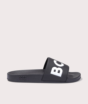 Aryeh Sliders in Black by Boss. EQVVS Side Angle Shot. 