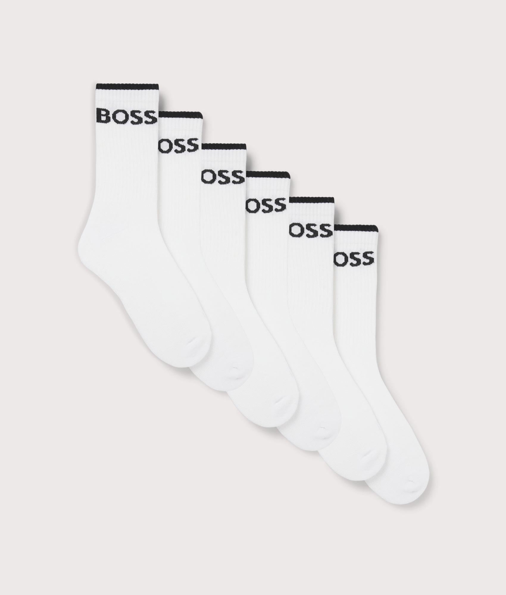 6 Pack QS Stripe Socks in White | BOSS | EQVVS | Side shot 