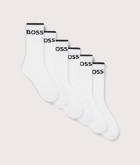 6 Pack QS Stripe Socks: 100 White 