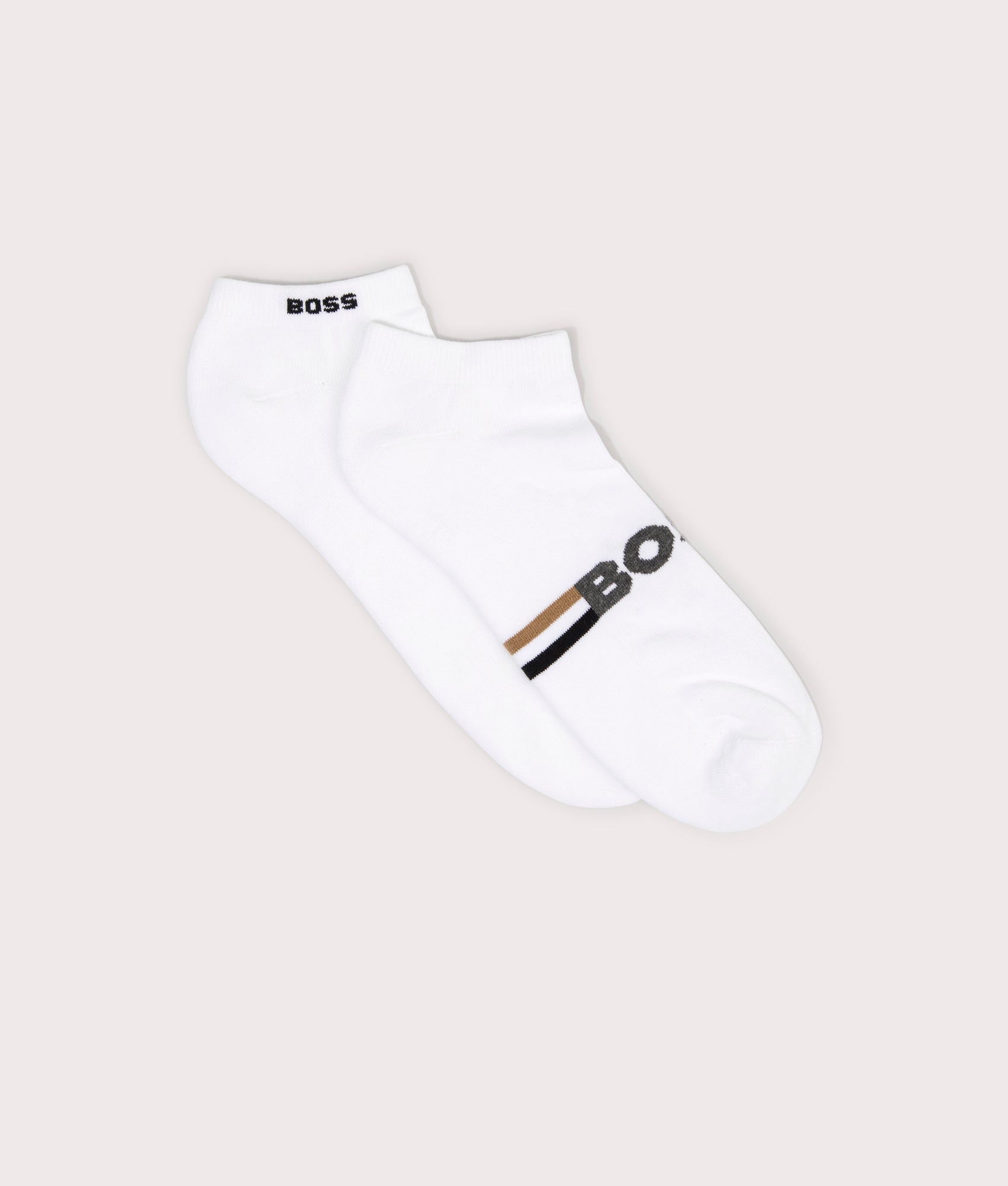 2Pack Plush Iconic Ankle Socks in White by Boss. EQVVS Flat shot.