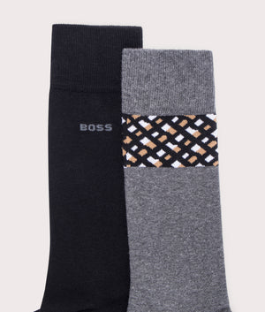 BOSS 2 Pack RS Mono Block CC Socks Medium Grey Detail EQVVS