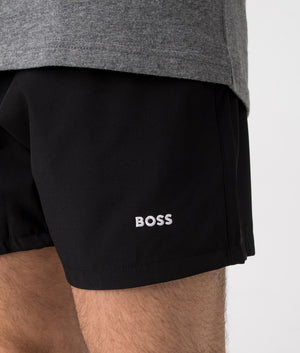 BOSS Tio Swim Shorts Black, EQVVS. Detail Shot.