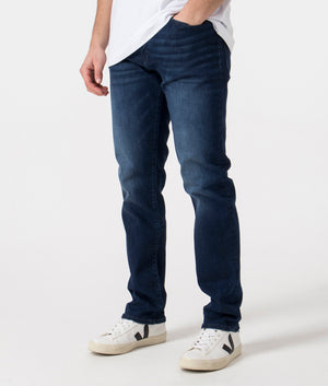 BOSS Regular Fit Re.Maine BC-P Jeans in Dark Blue Angle Shot at EQVVS