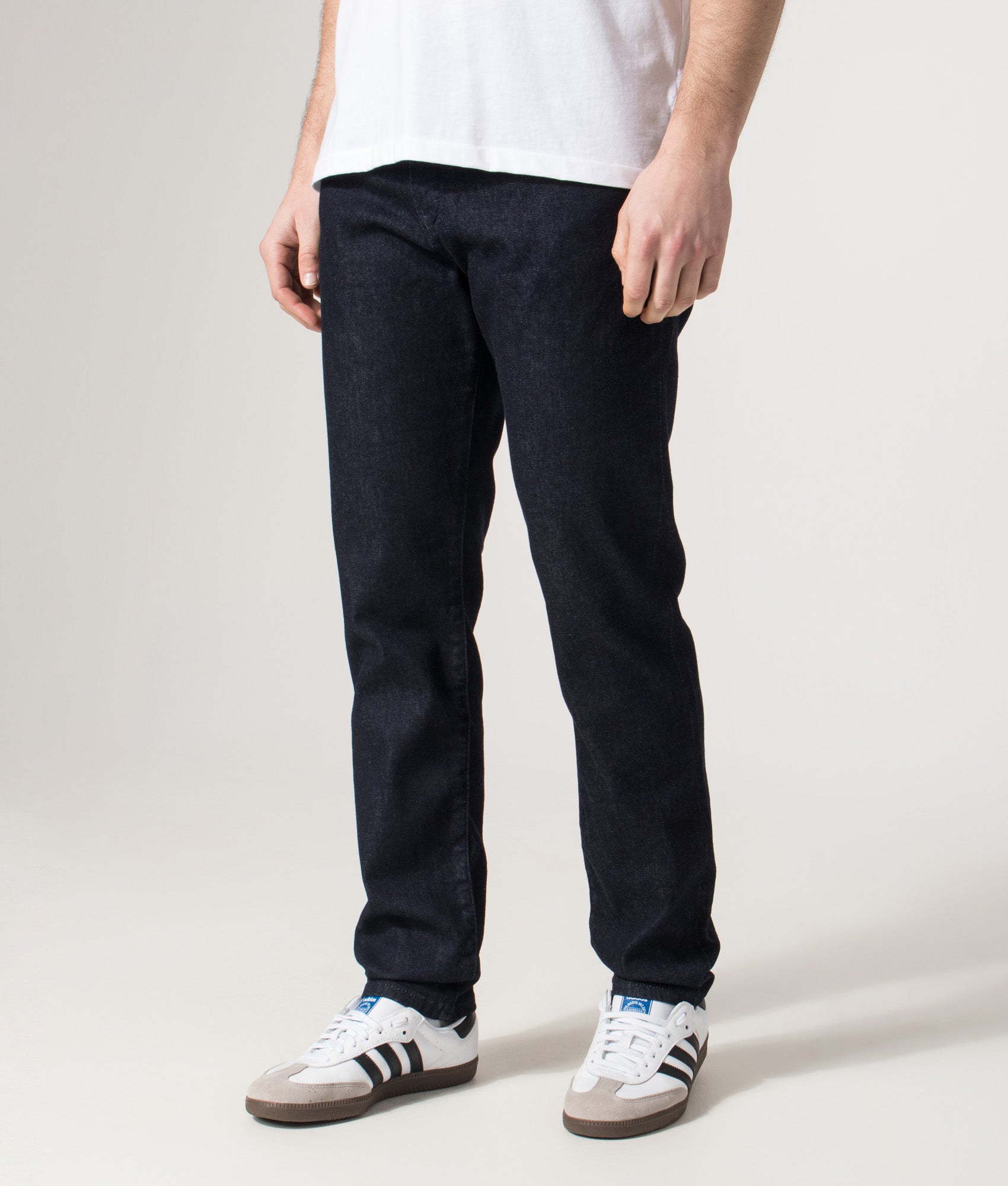 Regular Fit Maine Comfort Stretch BC-C Jeans in Deep Indigo | EQVVS | Front angle model shot 