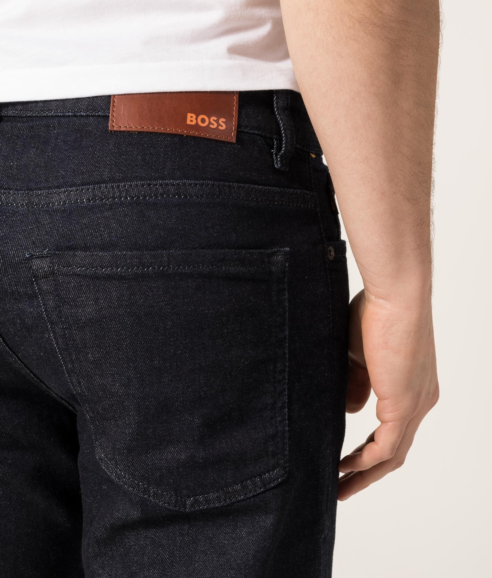 Regular Fit Maine Comfort Stretch BC-C Jeans in Deep Indigo | EQVVS | Back detail model shot 