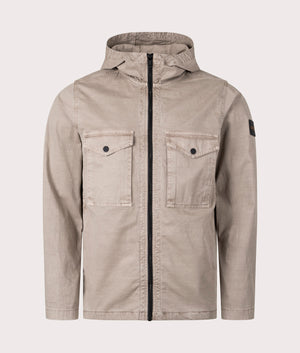 BOSS Loghy Overshirt in Open Brown Front Shot at EQVVS