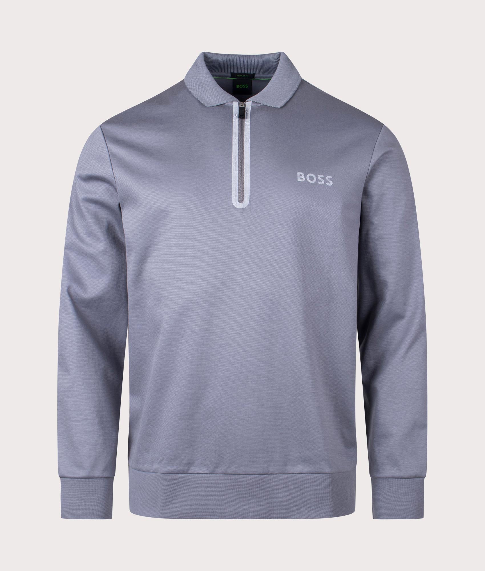 Plisy Long Sleeve Polo Shirt Grey - BOSS - EQVVS